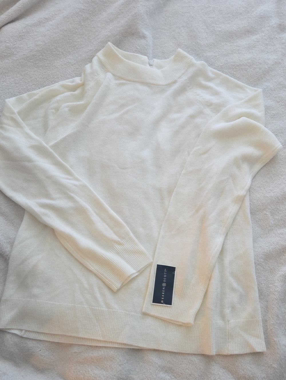 Karen Scott Ivory Mock Neck Sweater